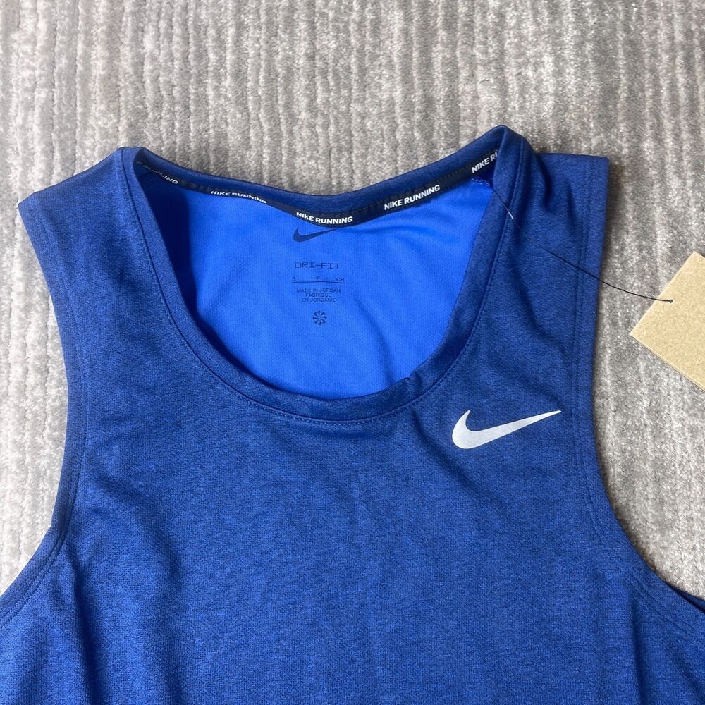Nike Running Tank Top Shirt Mens Small Midnight Navy Blue Miler Dri-fit Gym - Picture 2 of 9